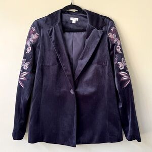 Tribal Jeans NWOT Velvet Embroidery Single Breasted Blazer